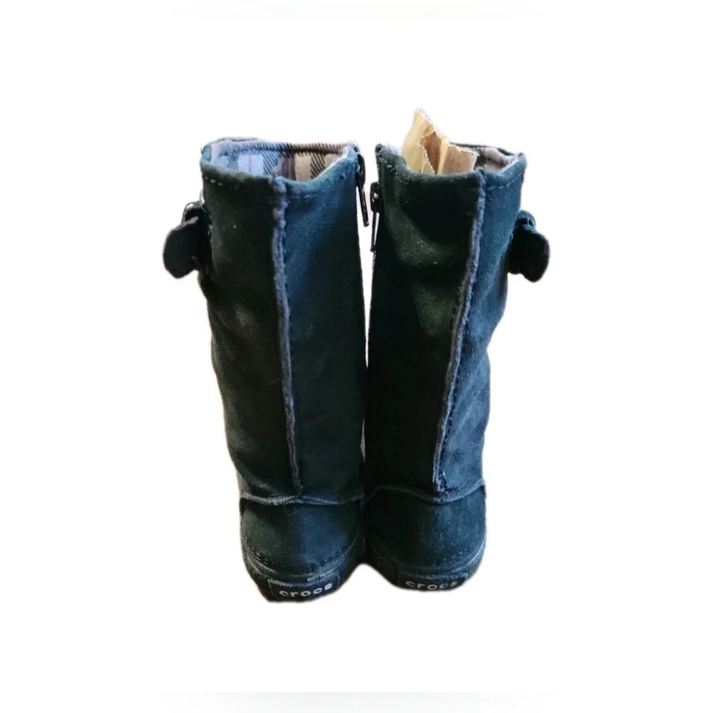 Crocs Black Buckle Boots Zip‎ Up Little Kids Girls Size C10 Winter Preppy
